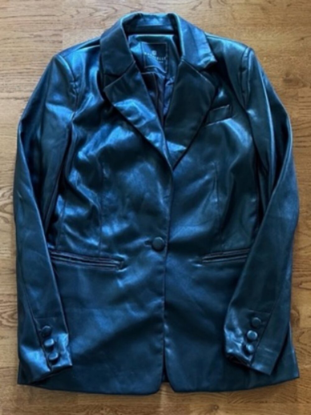 bagatelle faux leather blazer jacket black women sport coat vegan structured